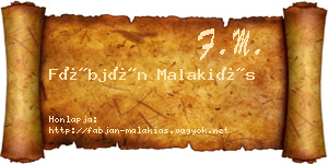 Fábján Malakiás névjegykártya